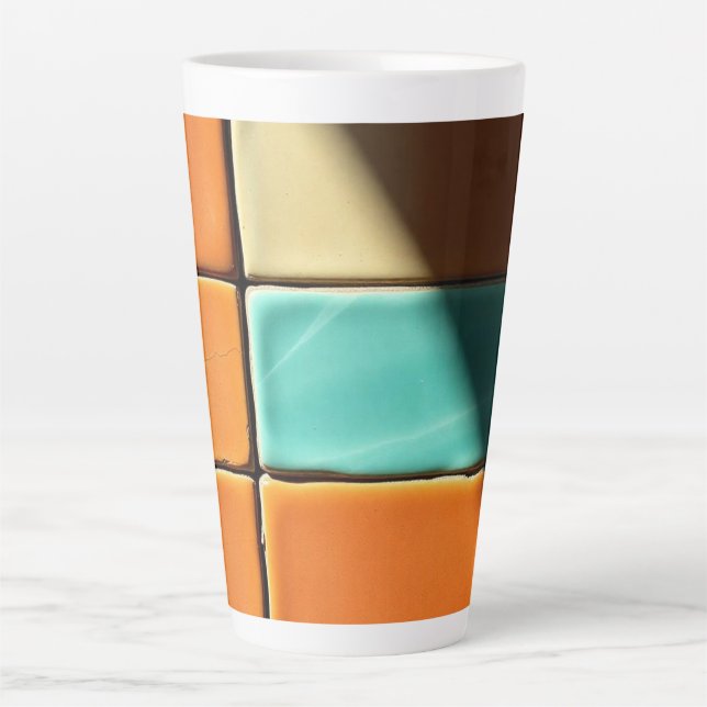 Modern Geometric Tile Pattern Design Latte Mug (Front)