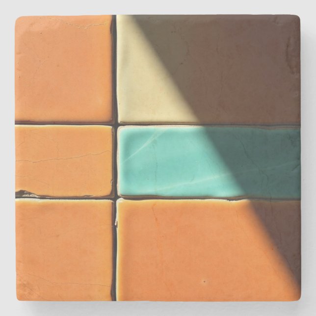 Modern Geometric Tile Pattern Design Stone Coaster (Front)
