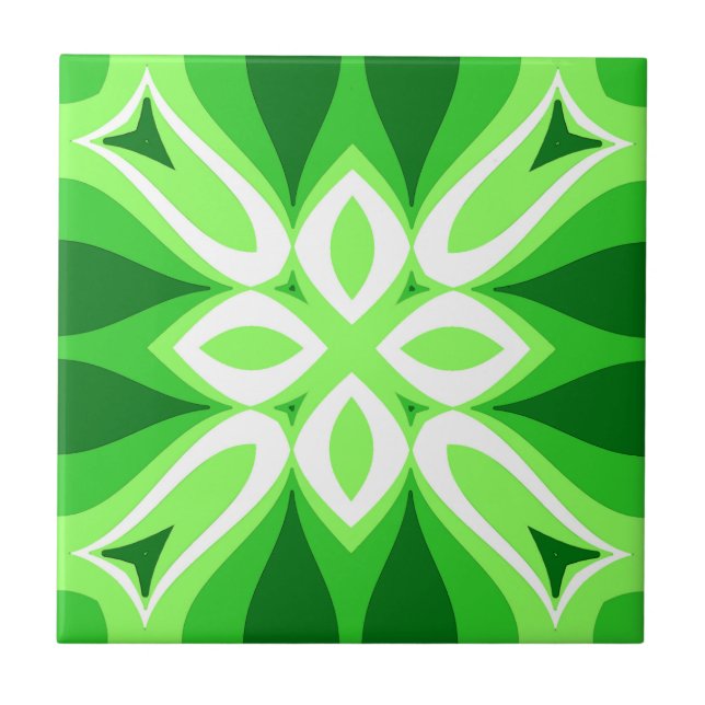 Modern Geometric Tile Pattern Emerald Green    (Front)