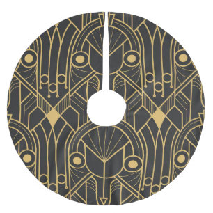 Modern Geometric Tiles Art Deco Brushed Polyester Tree Skirt