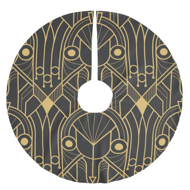 Modern Geometric Tiles Art Deco Brushed Polyester Tree Skirt (Front)