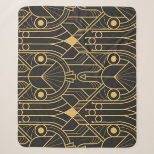 Modern Geometric Tiles Art Deco Sherpa Blanket