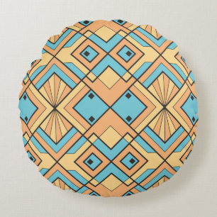 modern geometric tiles pattern. Abstract art deco Round Cushion