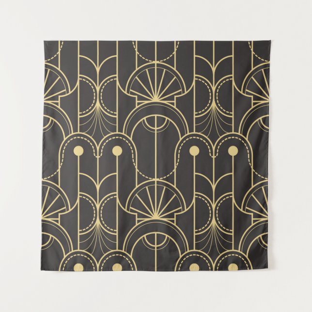 Modern geometric tiles pattern tapestry (Front)