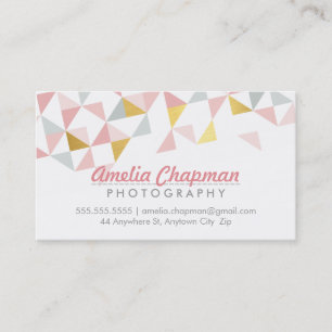 MODERN GEOMETRIC triangle aztec pattern coral gold Business Card