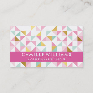 MODERN GEOMETRIC triangle aztec pattern mint pink Business Card