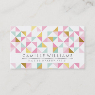 MODERN GEOMETRIC triangle aztec pattern mint pink Business Card