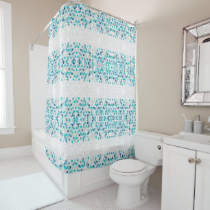 Modern Geometric Triangle Beach Glass Pattern Shower Curtain