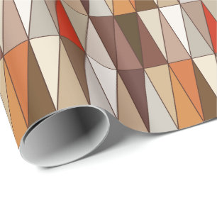 Modern Geometric Triangles, Beige, Brown, Red Wrapping Paper