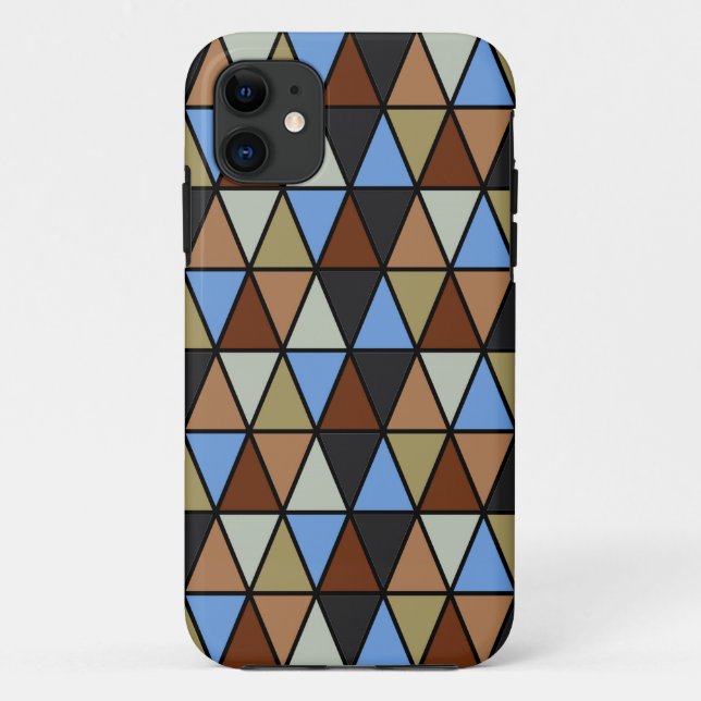 Modern Geometric Triangles, Brown Blue & Beige Case-Mate iPhone Case (Back)