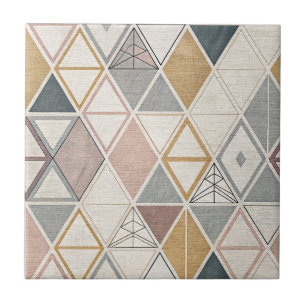 Modern Geometric Triangles & Diamonds Abstract Art Tile