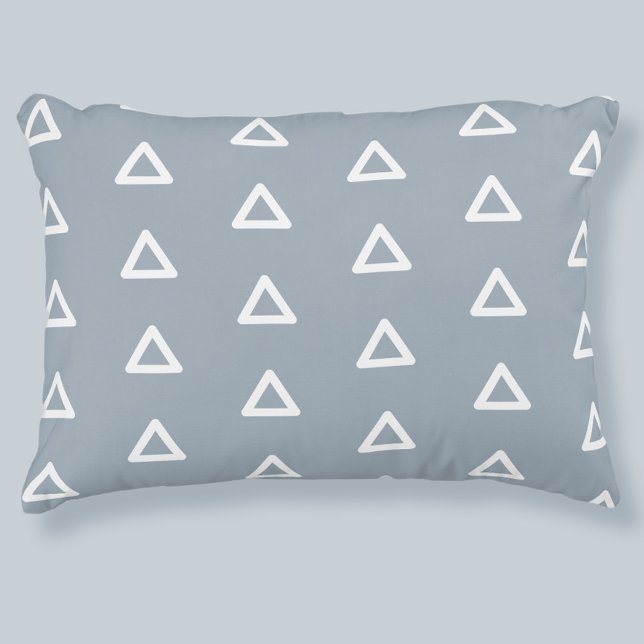 Modern Geometric Triangles Elegant Dusty Blue Decorative Cushion (Modern Geometric Triangles Elegant Dusty Blue Accent Pillow)