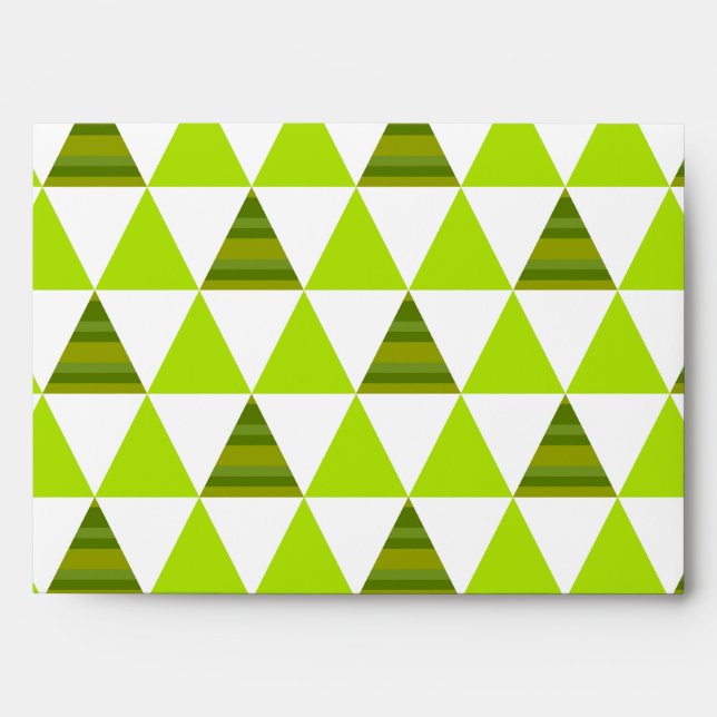 Modern Geometric Triangles Green & White Pattern Envelope (Front)