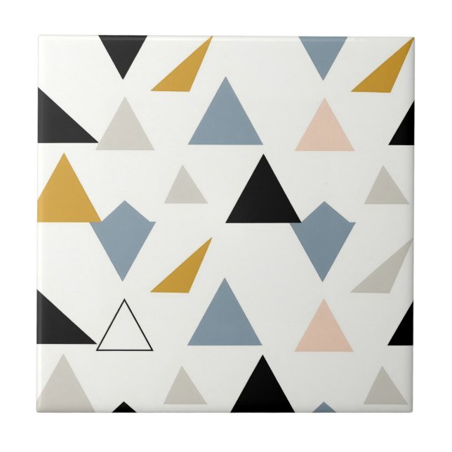 Modern Geometric Triangles Pattern Tile (Front)