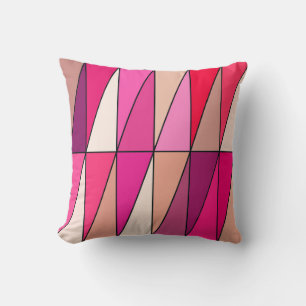 Modern Geometric Triangles, Violet, Pink and Beige Cushion