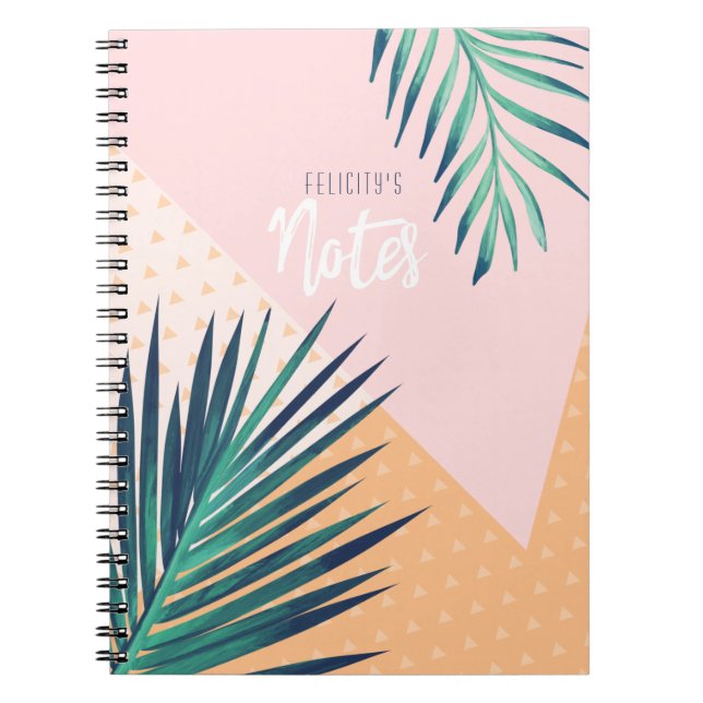 Modern Geometric & Tropical Palm Foliage Notebook (Front)