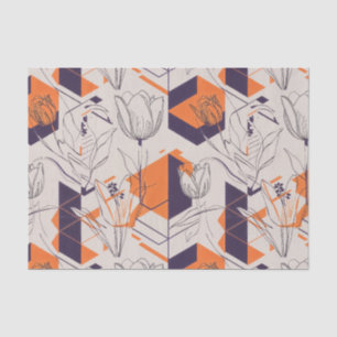 Modern Geometric Tulip Line Art Pattern (5) Tissue Paper