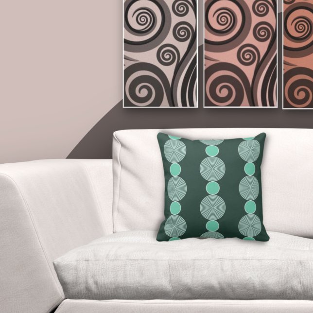 Modern Geometric Turquoise Circle Pattern  Cushion (Creator Uploaded)