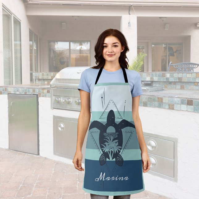 Modern Geometric Turtle Personalised Apron (Creator Uploaded)