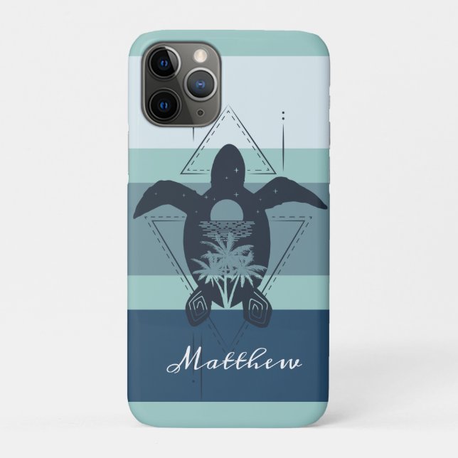 Modern Geometric Turtle Personalised Case-Mate iPhone Case (Back)