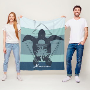 Modern Geometric Turtle Personalised Fleece Blanket