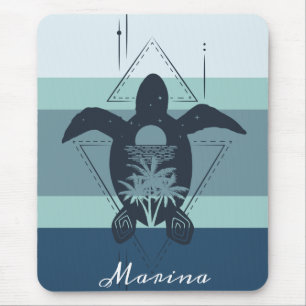 Modern Geometric Turtle Personalised Mouse Mat