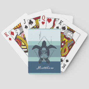 Modern Geometric Turtle Personalised Playing Cards