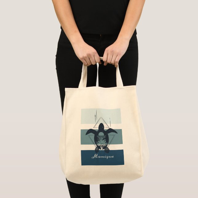 Modern Geometric Turtle Personalised  Tote Bag (Front (Product))