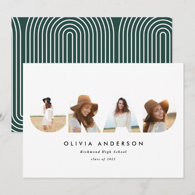 Modern geometric typography multi photo graduation (Front/Back)