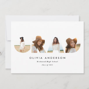 Modern geometric typography multi photo graduation announcement