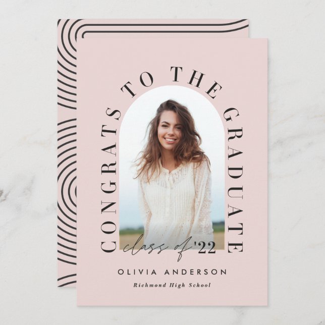 Modern geometric typography photo arch graduation (Front/Back)