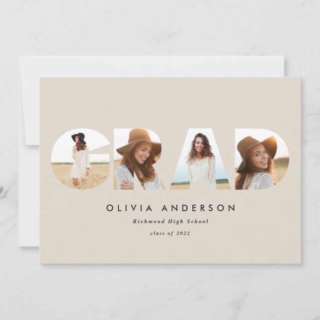 Modern geometric typography photo arch graduation announcement (Front)