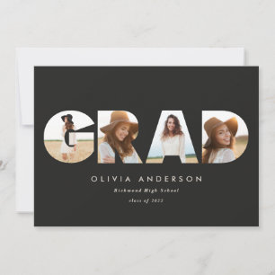 Modern geometric typography photo arch graduation announcement