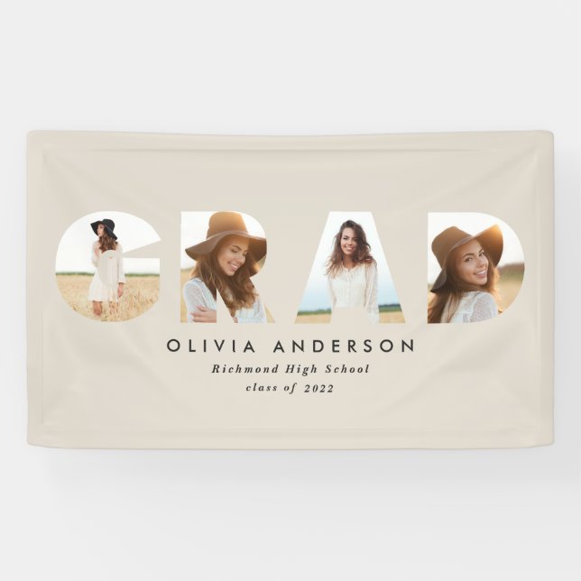 Modern geometric typography photo arch graduation banner (Horizontal)