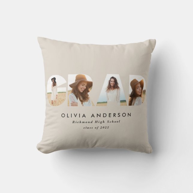 Modern geometric typography photo arch graduation cushion (Front)