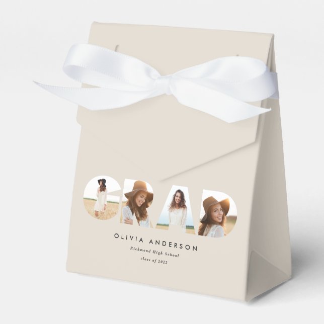 Modern geometric typography photo arch graduation favour box (Front Side)