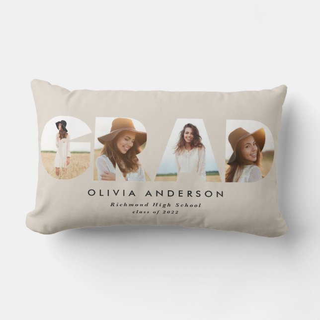 Modern geometric typography photo arch graduation lumbar cushion (Front)