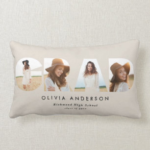 Modern geometric typography photo arch graduation lumbar cushion