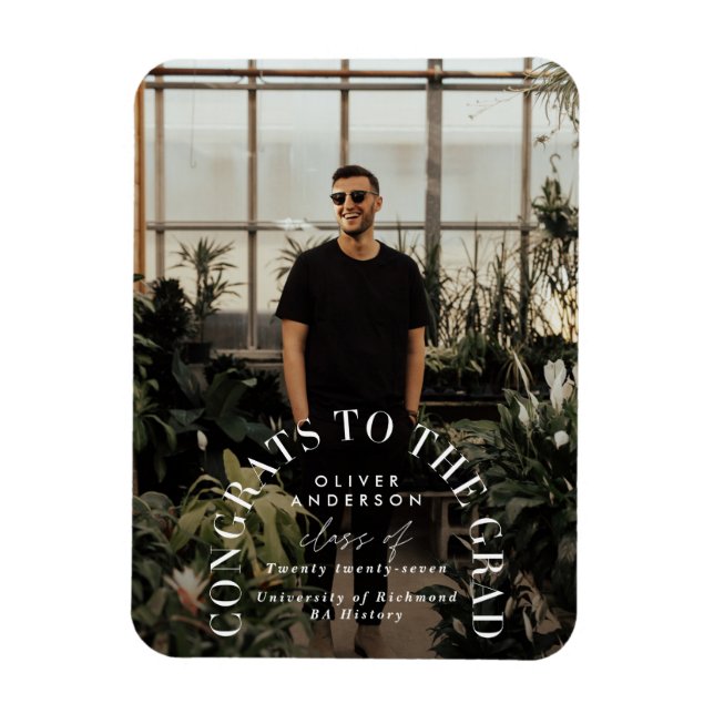 Modern geometric typography photo arch graduation magnet (Vertical)
