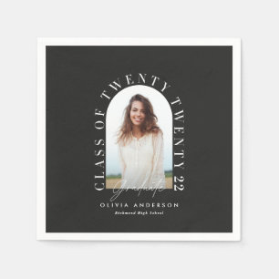 Modern geometric typography photo arch graduation  napkin