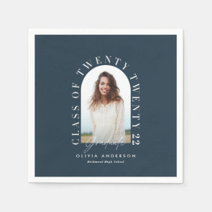 Modern geometric typography photo arch graduation  napkin