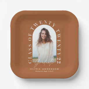 Modern geometric typography photo arch graduation  paper plate