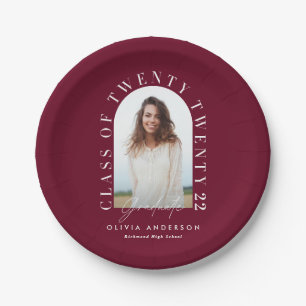 Modern geometric typography photo arch graduation  paper plate