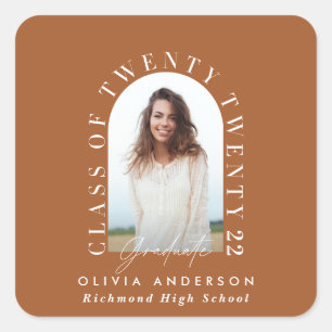 Modern geometric typography photo arch graduation square sticker
