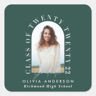 Modern geometric typography photo arch graduation square sticker