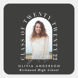 Modern geometric typography photo arch graduation square sticker