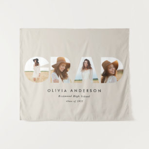 Modern geometric typography photo arch graduation tapestry