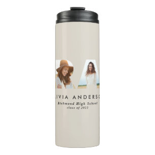 Modern geometric typography photo arch graduation thermal tumbler