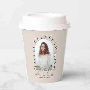 Modern geometric typography photo arch  paper cups