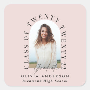 Modern geometric typography photo arch pink  square sticker